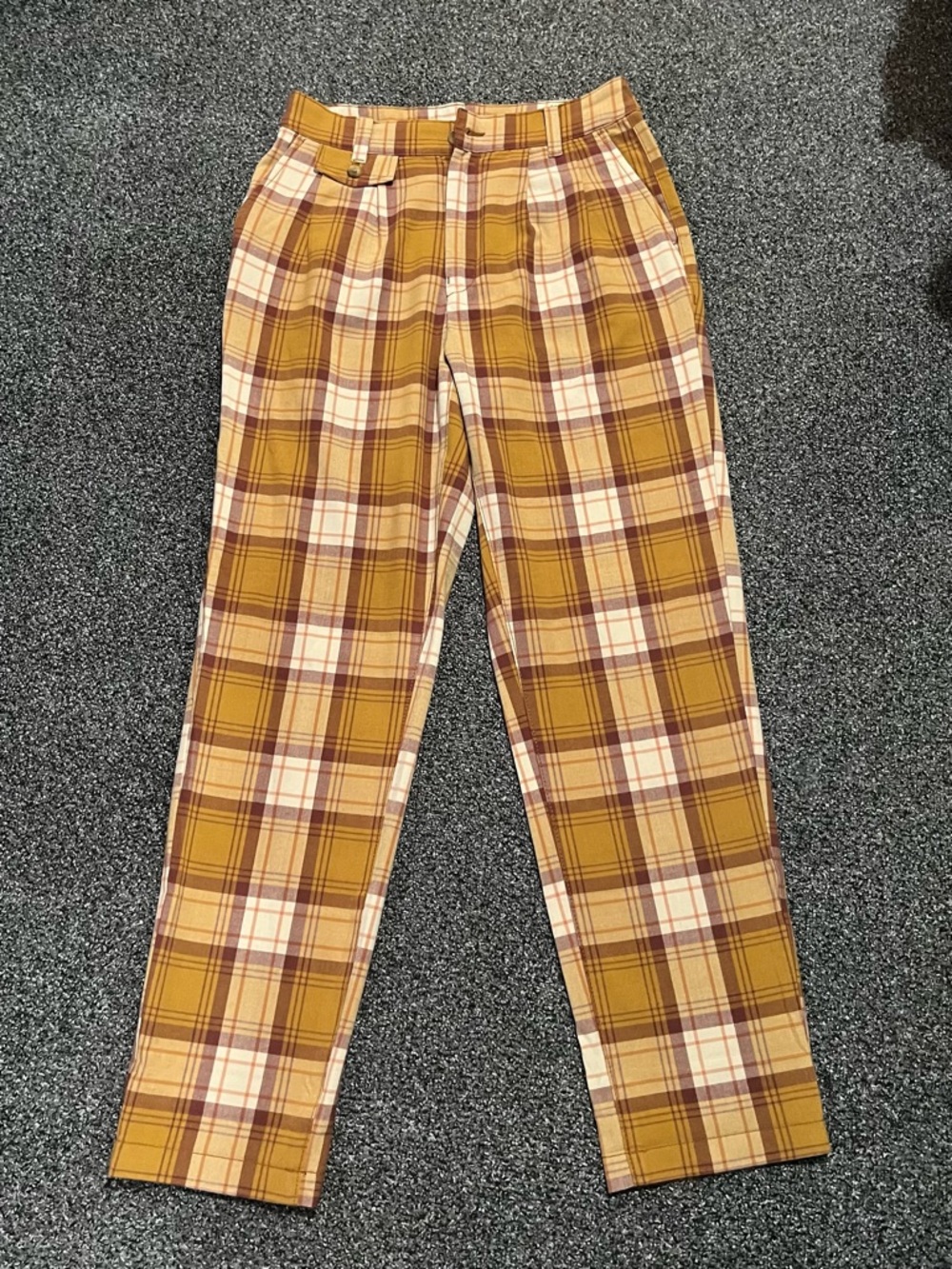 American Eagle Outfitters Mustard/Orange Plaid High-Rise Pants